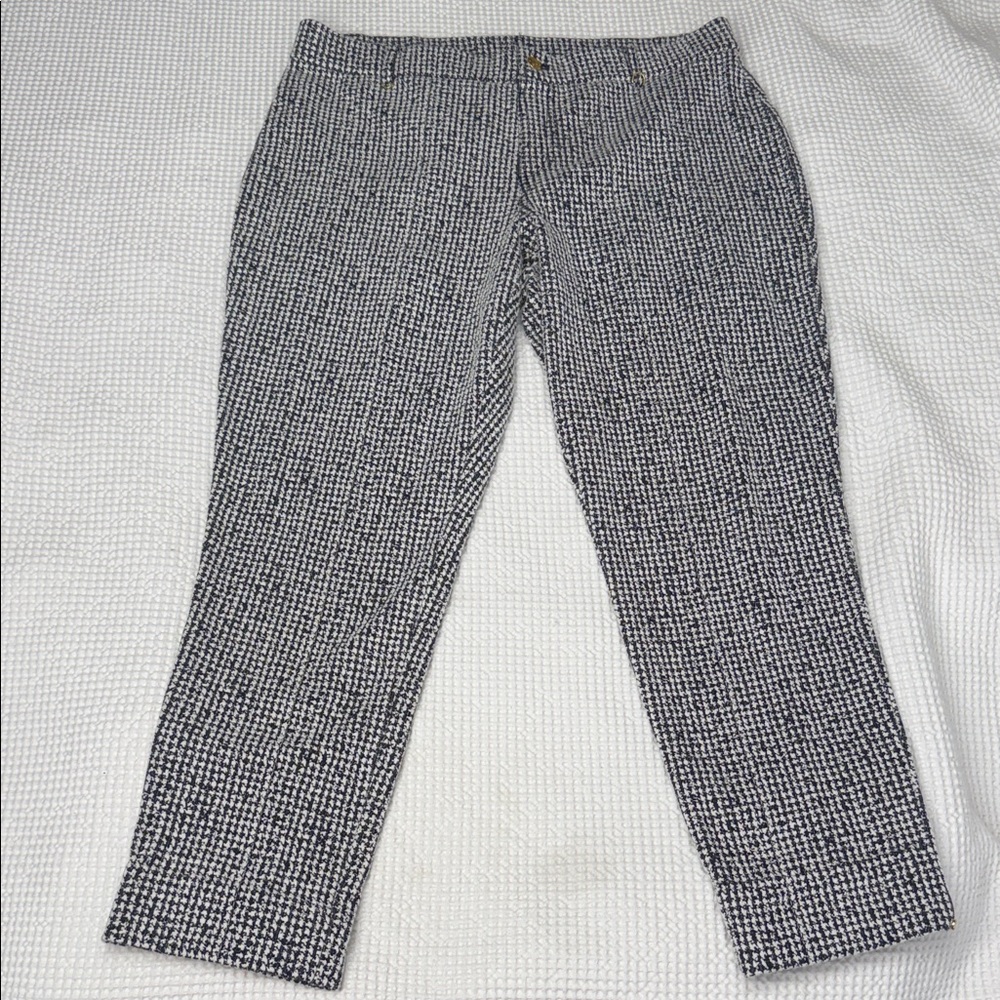 Black & White Houndstooth Cropped Michael Kors Pants - Large